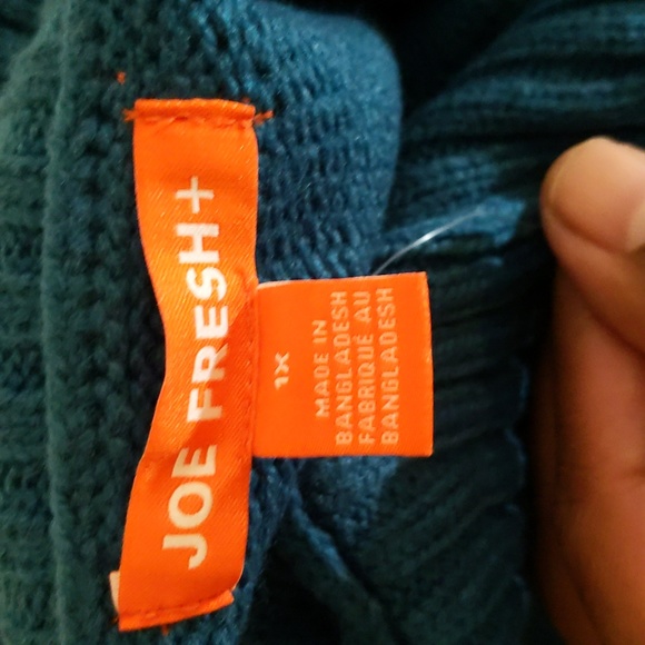 Joe Fresh| NWT Blue Long Sleeve Turtleneck Sweater With Side Slits Acrylic - Picture 9 of 13